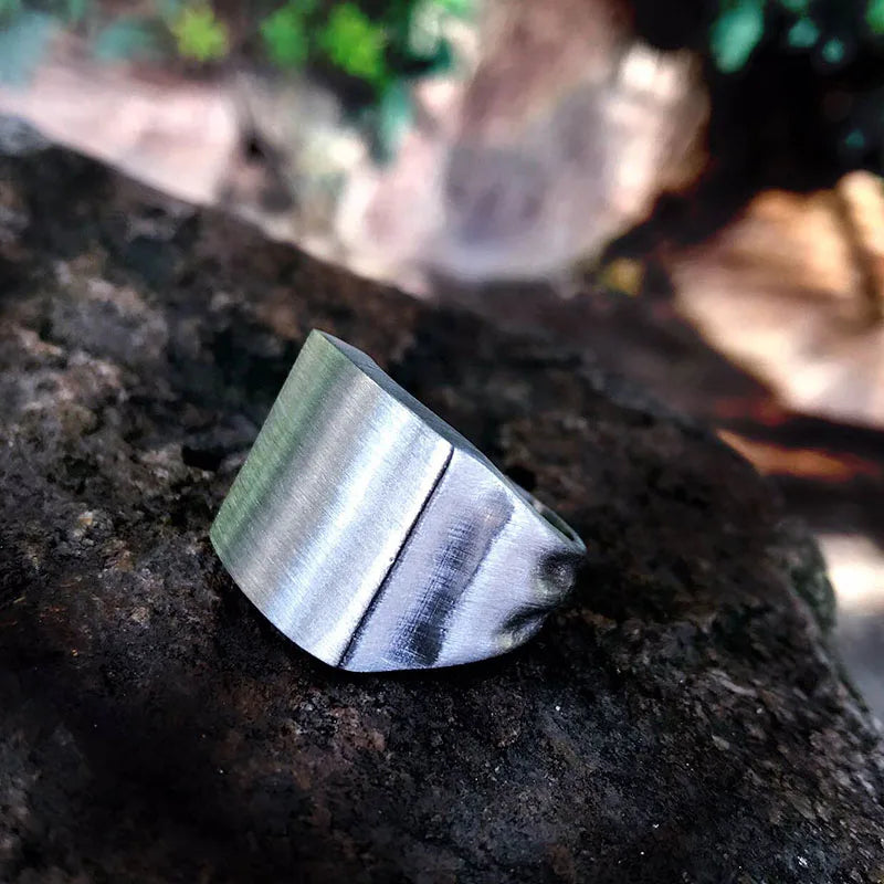 Polished Signet Band Ring — Stainless Steel