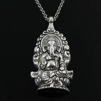 New Fashion Ganesha Buddha Elephant Pendants Round Cross Chain Short Long Mens Womens Silver Color Necklace Jewelry Gift