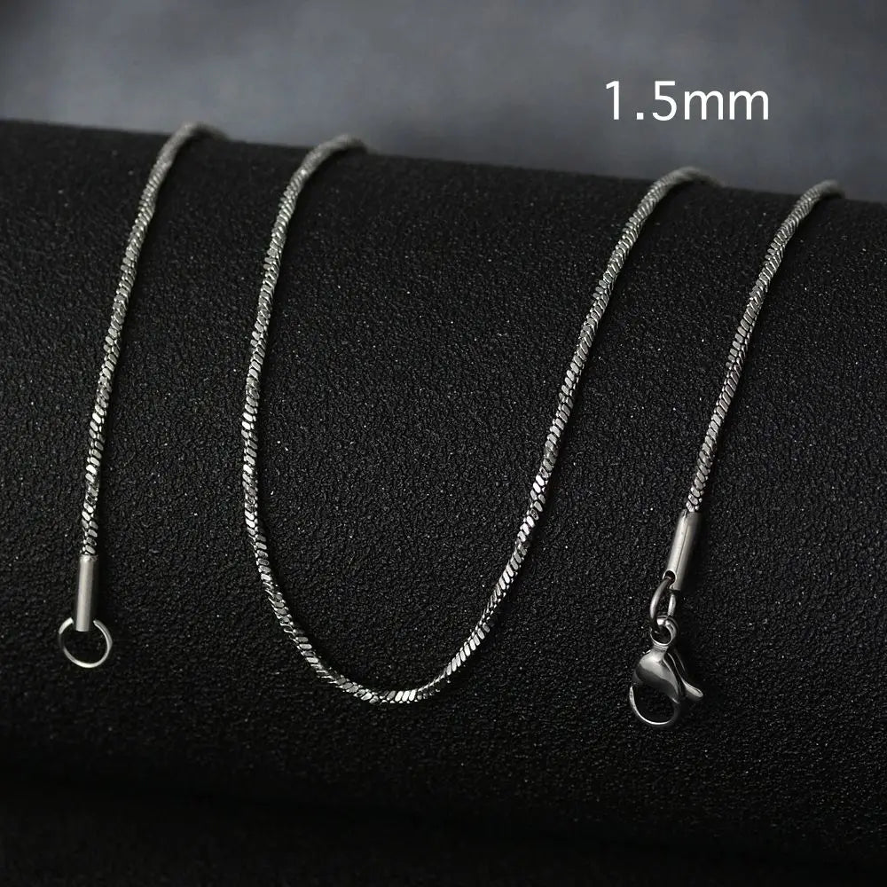 50cm New Fashion Stainless Steel Chain 1.2-3mm Silver Color Rose Gold Necklace Jewelry Vacuum Plating Accessories Chokers Collar