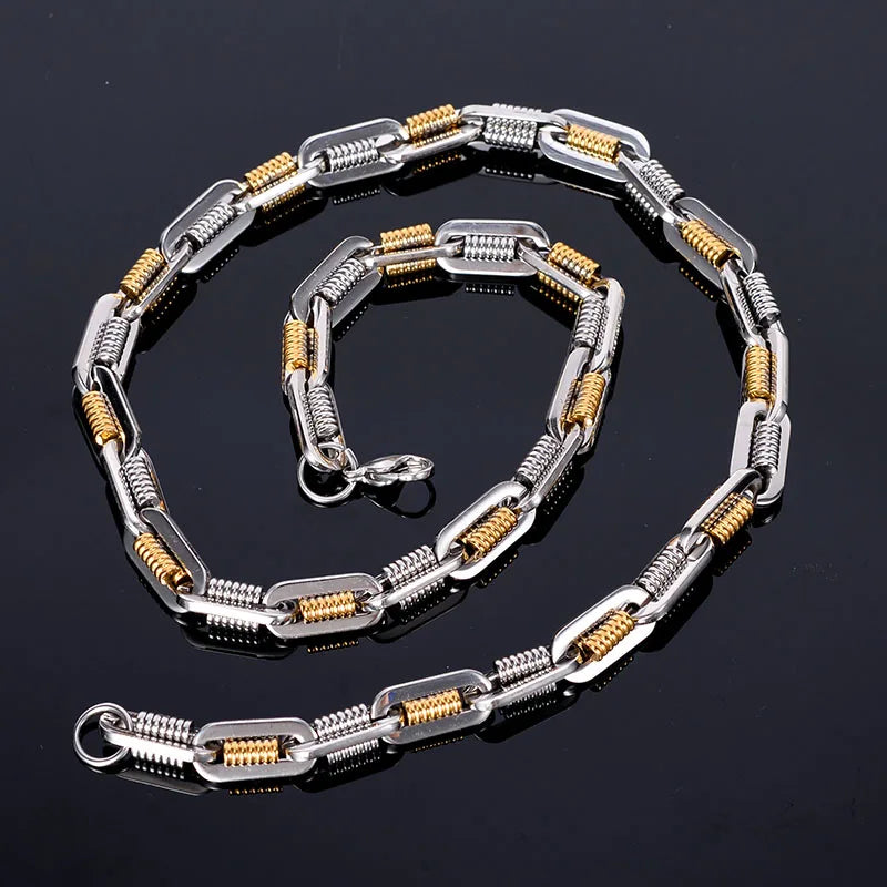 Black Choker Necklace Men Never Fade Gold Color 316L Stainless Steel 55CM Mens Long Chain Necklace Best Friends Boys