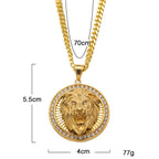 Iced Out Lion Head Pendant — Gold