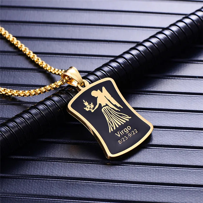 Scorpio 12 Constellations Necklace Birthday Gifts Gold Color Stainless Steel Amulet Pendant Zodiac Sign Jewelry Collier