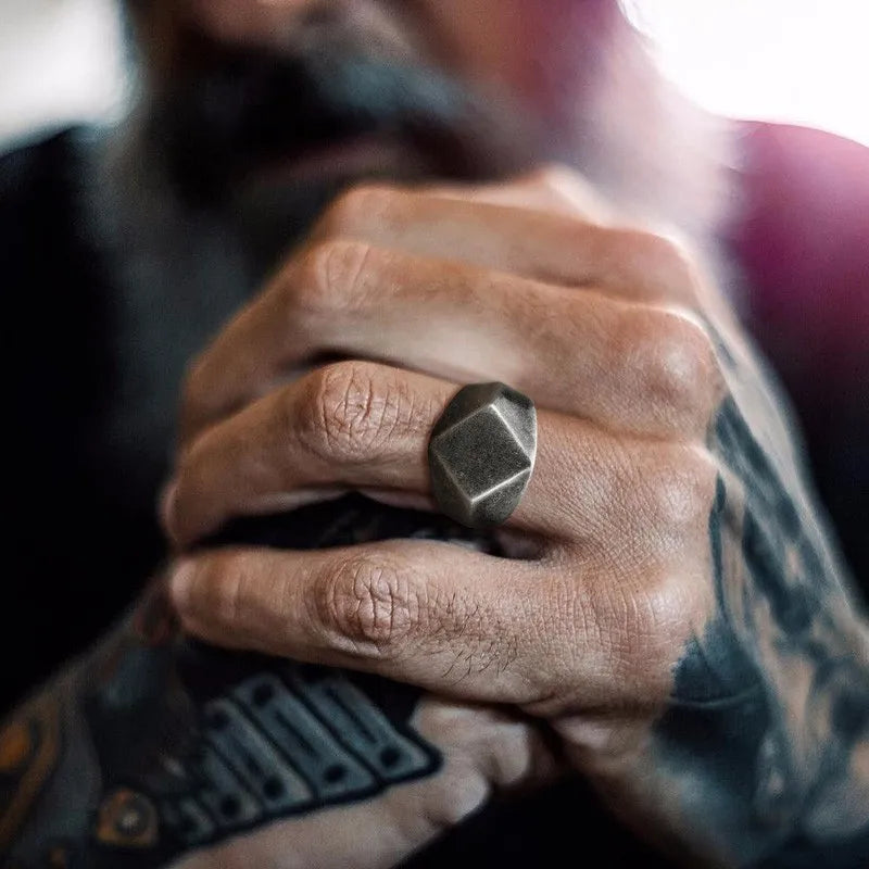 Square Flat Top Signet Ring — Stainless Steel