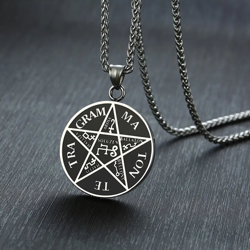 Tetragrammaton Solomon Pentagram Necklace — Stainless Steel