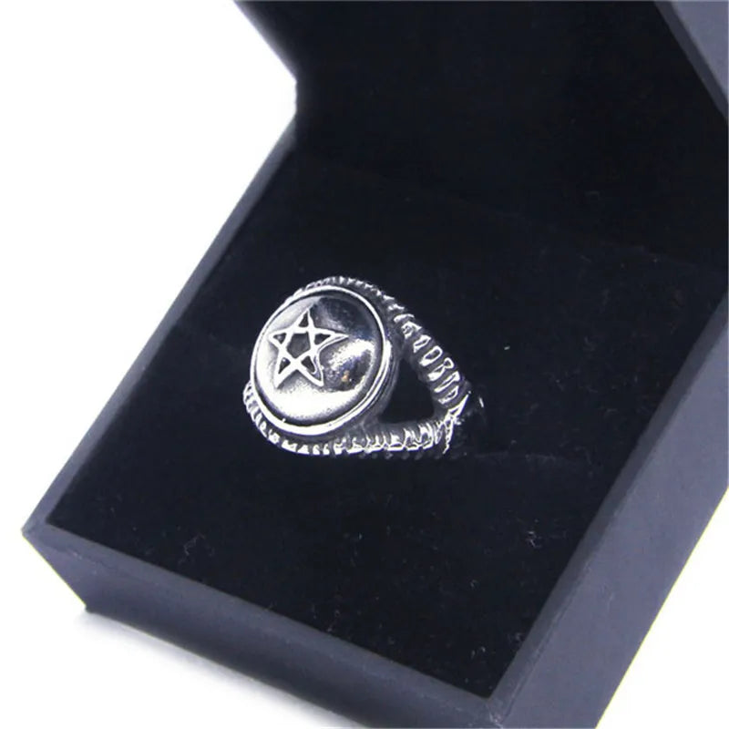 Pentagram Dome Ring for Men — 316L Stainless Steel