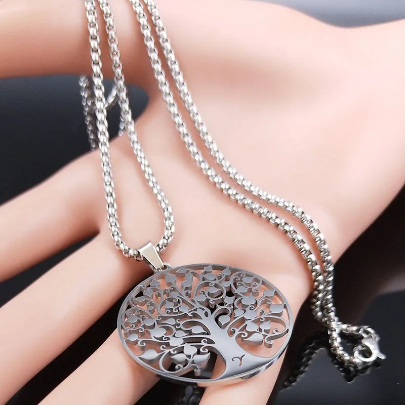 Tree of Life Pendant Necklace — Stainless Steel