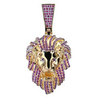 Iced Out Micro Pave Lion Head Pendant — Gold