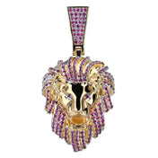 Iced Out Micro Pave Lion Head Pendant — Gold