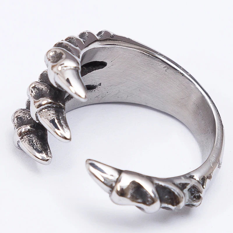 Size 7-12 Punk Rock Dragon Claw Style Men's Rings for Man Gothic Bike Jewelry Stainless Steel Finger Ring Male Jewelry