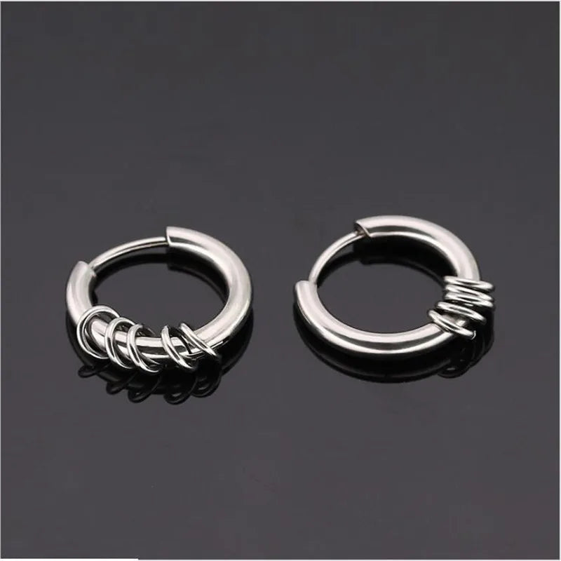 HE23 Titanium 2.5 LineHoop Earrings Circle 8/10/12/14/16/18/20mm 316l Stainless Steel Earring IP Plating No Fade