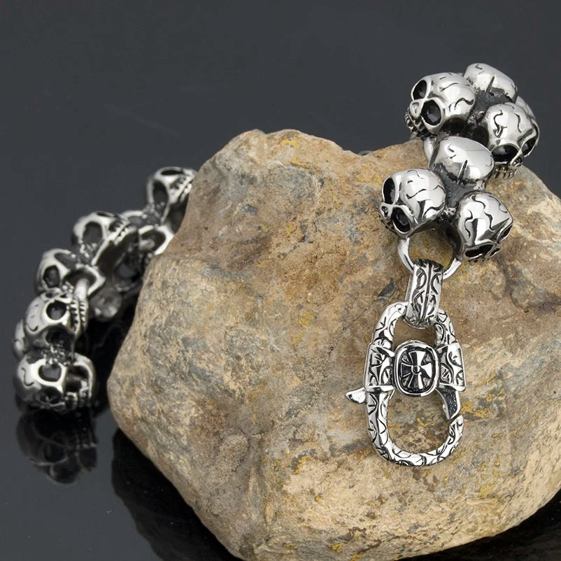 Solid Stainless Steel Death Head Bracelet Men Skull Gothic Bikers Jewelry Punk Rock Men's Bracelets & Bangles Mannen