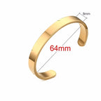 Gold Flat Cuff Bangle Bracelet 8mm
