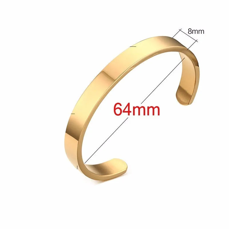 Gold Flat Cuff Bangle Bracelet 8mm