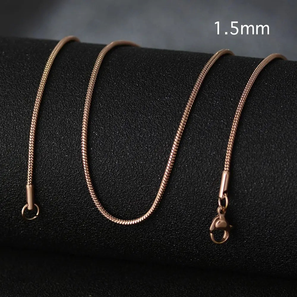 50cm New Fashion Stainless Steel Chain 1.2-3mm Silver Color Rose Gold Necklace Jewelry Vacuum Plating Accessories Chokers Collar