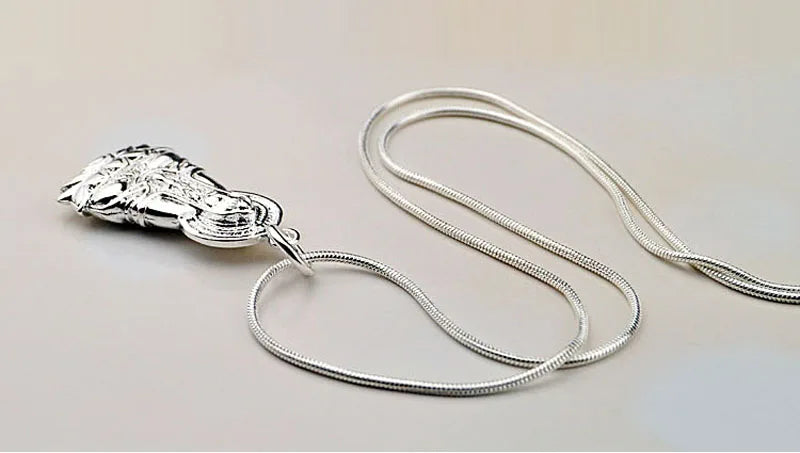 Chinese style Silver necklace Male/Female Suitable Jewelry God Buddha Pendant Classic Design Collarbone Neck Chain