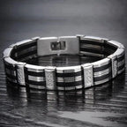 316L Stainless Steel Man Bracelet for Men Men's Silicone Bracelets & Bangles Fashion On Hand Chain Jewellery Adjustable
