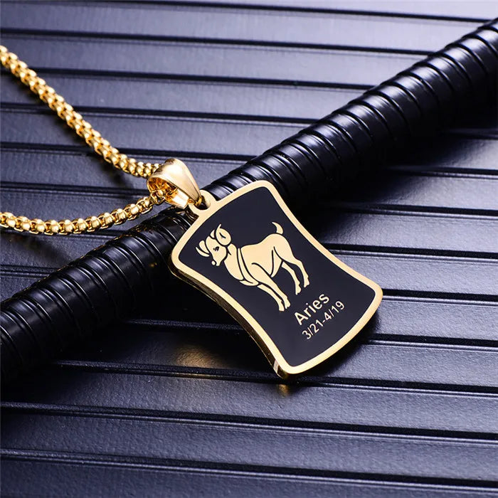 Scorpio 12 Constellations Necklace Birthday Gifts Gold Color Stainless Steel Amulet Pendant Zodiac Sign Jewelry Collier