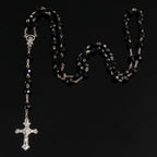 8mm fashion rosary ladies necklace high quality diy Jesus Christian cross necklace and pendant long chain jewelry