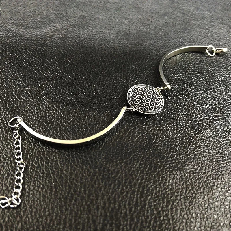Flower of Life Silver Bracelet — Stainless Steel