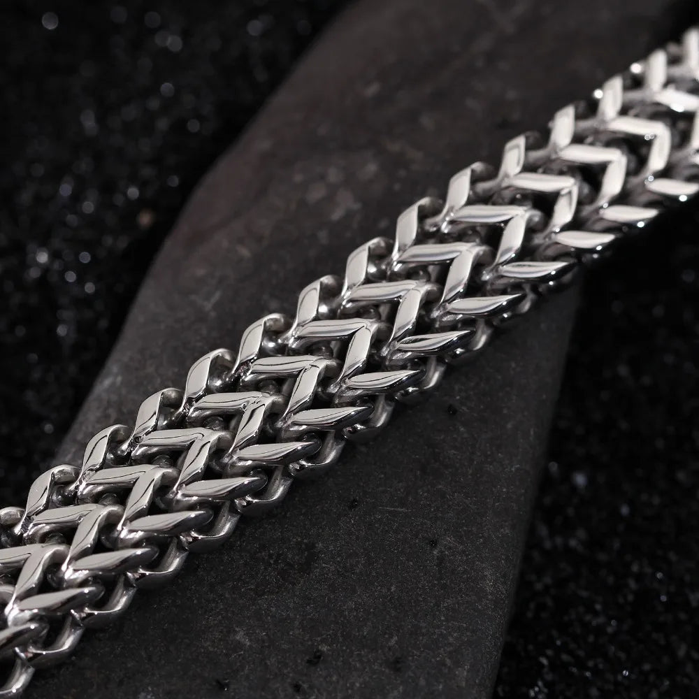 Stainless Steel Double Dragon Heads Bracelet for Man Gothic 20MM Chain Jewelry Accessory Bikers' Men’s Bangle On Hand