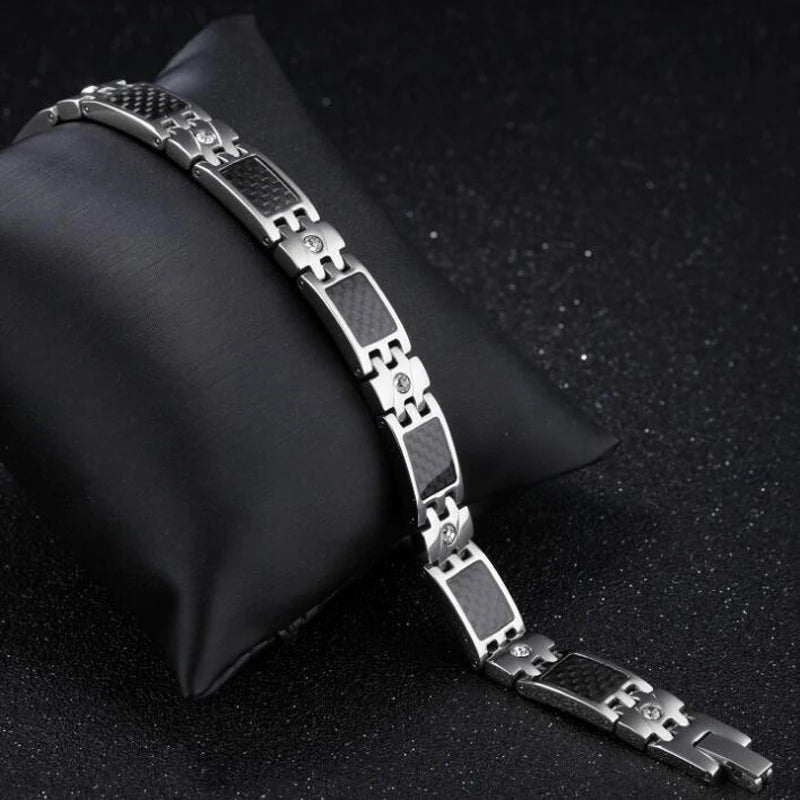 10MM Wide Chain Men's Bracelets Stainless Steel With Magnetic Hematite Stone Bracelet for Men Male Jewelry Healthy Care