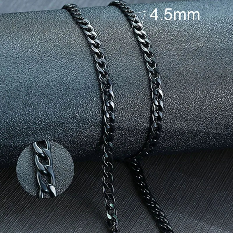 Vnox Men's Cuban Link Chain Necklace Stainless Steel Black Gold Color Male Choker colar Jewelry Gifts for Him