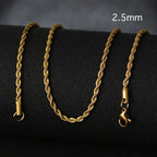 50cm New Fashion Stainless Steel Chain 1.2-3mm Silver Color Rose Gold Necklace Jewelry Vacuum Plating Accessories Chokers Collar