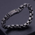 Solid Black Stainless Steel Men Bracelet Vintage Jewelry 9MM Wide Chain Link Friendship Men's Bracelets & Bangles For