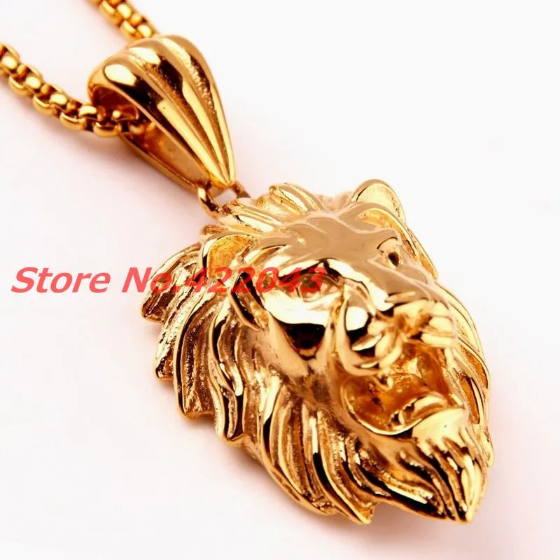 Lion Head Pendant — Two-Tone Stainless