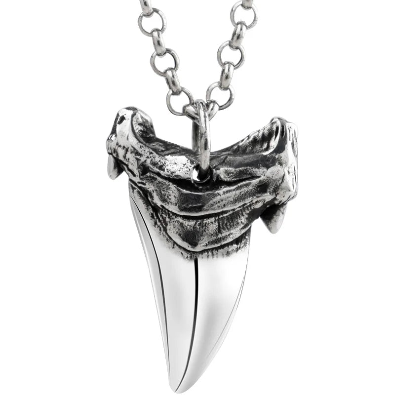 Shark tooth S925 Silver necklace for men silver pendant Jewelry hippop street culture mygrillz