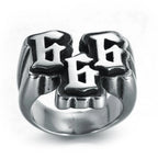 European And American Men's Punk Stainless Steel Digital 666 Ring Jewelry