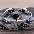Gothic Skull Head Cuff Bangle Bracelet For Man Punk Rock On Hand Accessories Halloween Boys Bracelets Engraved Biker