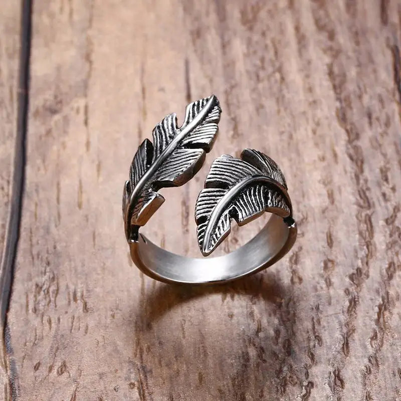 Angel Feather Wrap Ring — Stainless Steel