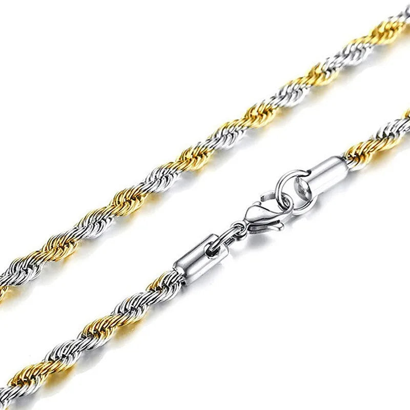 Twisted Wave Rope Chain Necklace — Gold