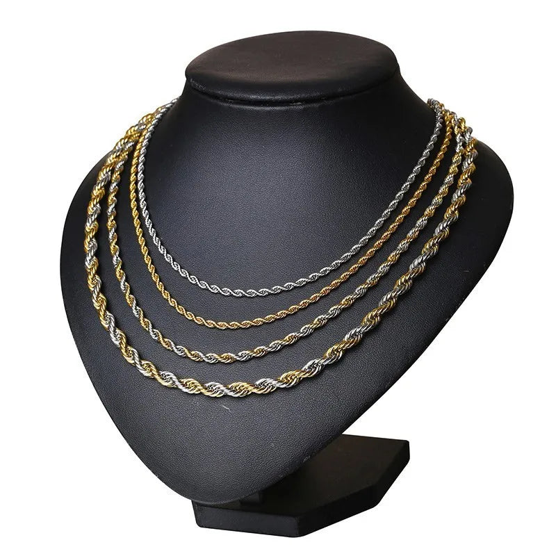Twisted Wave Rope Chain Necklace — Gold