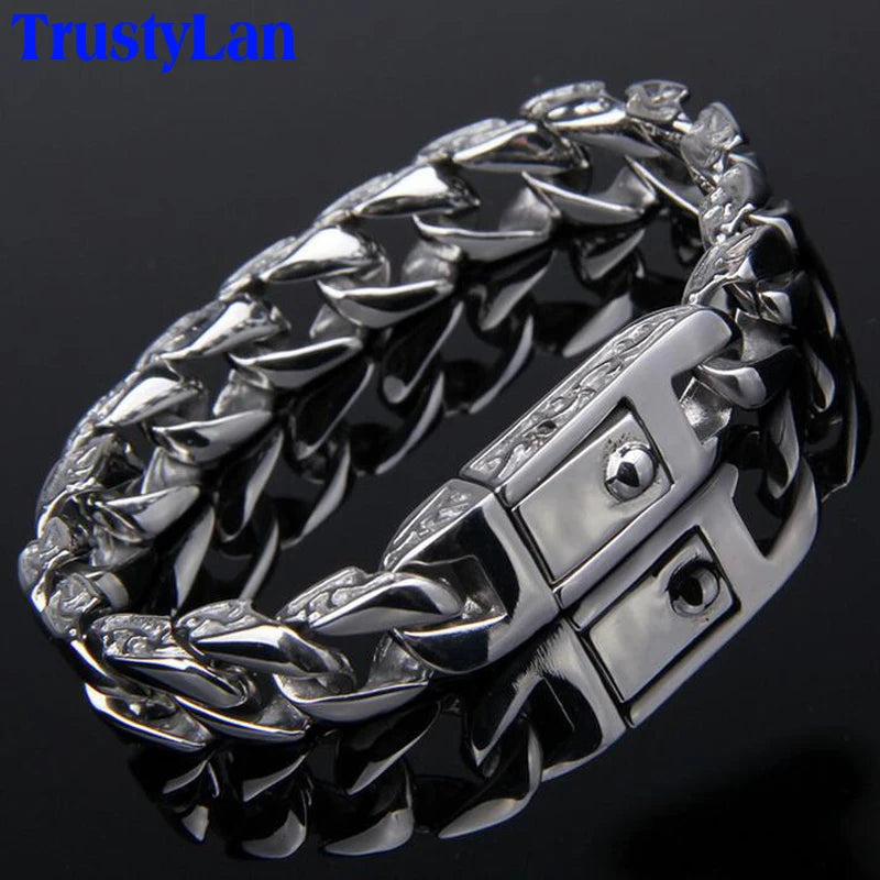316L Stainless Steel Men's Charm Bracelet Retro Bracelet Man High Quality Cool Male Biker Jewelry Accessories On Hand