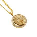 Iced Out Lion Head Pendant — Gold