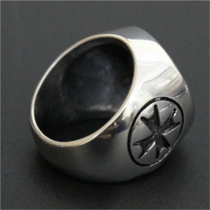 Knights Templar Seal Horse Rider Ring — 316L Stainless Steel