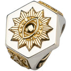 Devil Eyes Hexagon Masonic Ring — Silver-Tone
