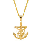 TBTK Punk Crucifix Jesus Cross Navy Rudder Anchor Pendant Necklace Classic Chain Men Stainless Steel Jewelry Wholesale