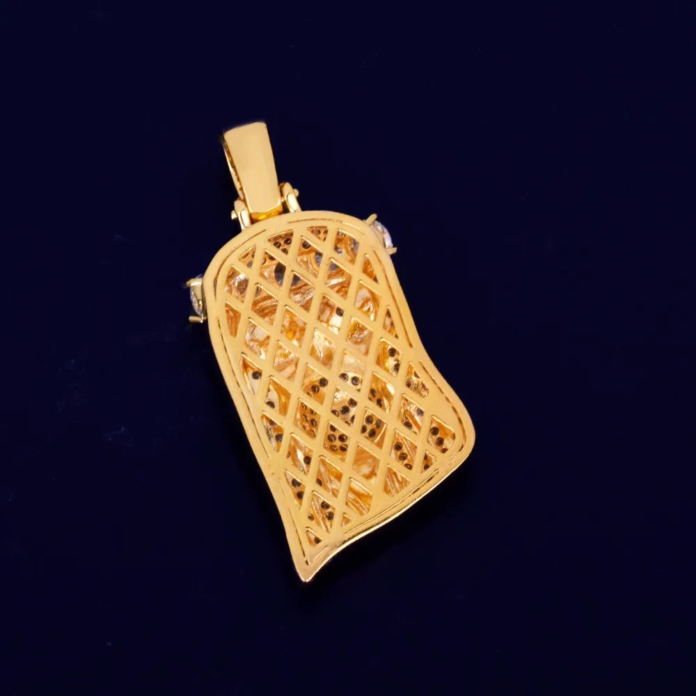 Bubble Letter Iced Religious Jesus Head Pendant Necklace Gold Color Bling Cubic Zircon Men's Hip Hop Jewelry For Gift