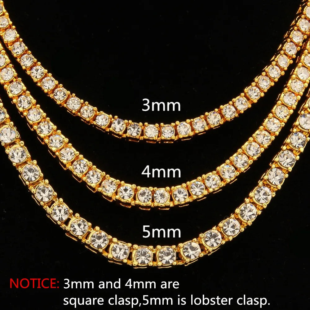 TBTK One Row Tennis Link Chain Choker Necklace Paved Bling Crystal Zircon Punk Style Man Luxury Hiphop Jewelry