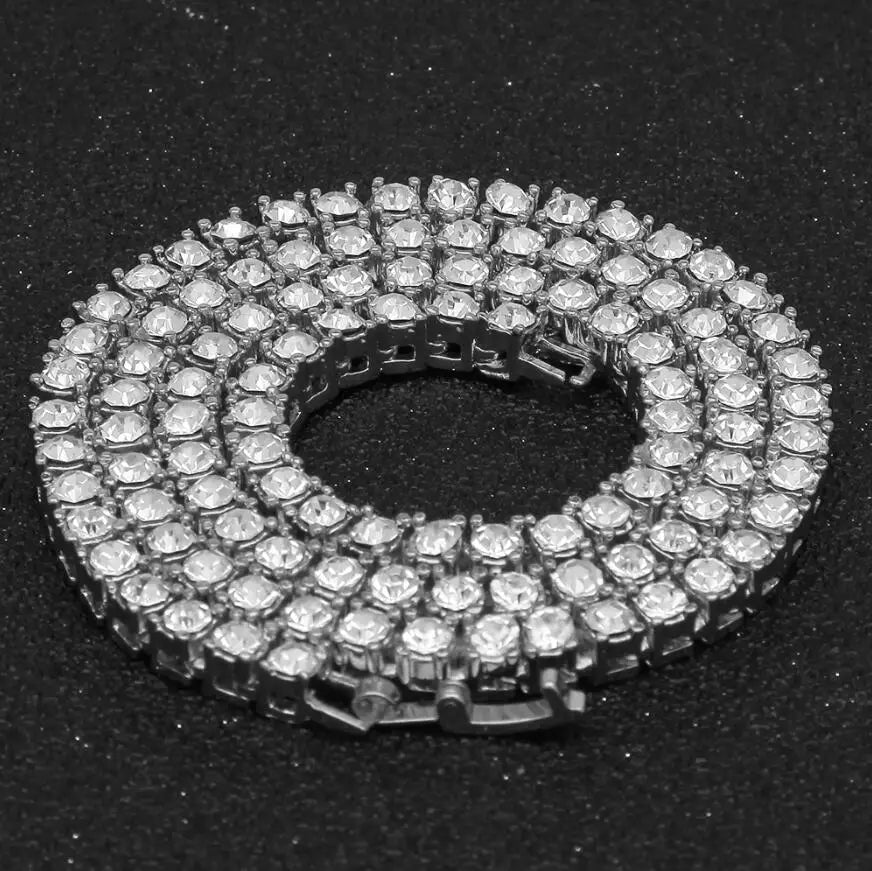 TBTK One Row Tennis Link Chain Choker Necklace Paved Bling Crystal Zircon Punk Style Man Luxury Hiphop Jewelry