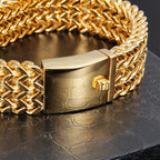 Gold Color Stainless Steel Bracelet Men 18MM Double Row Franco Curb Chain Men's Bracelets & Bangles Mannen Armband