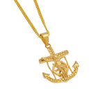 TBTK Punk Crucifix Jesus Cross Navy Rudder Anchor Pendant Necklace Classic Chain Men Stainless Steel Jewelry Wholesale