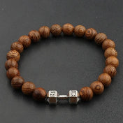 Cross Wood Bead Meditation Stainless Steel Bracelet