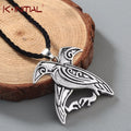 Kinitial Norse Viking Mythology Jewelry Odin's Ravens Pendant Necklace Double Bird Talisman Necklaces Men fashion