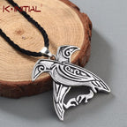 Kinitial Norse Viking Mythology Jewelry Odin's Ravens Pendant Necklace Double Bird Talisman Necklaces Men fashion