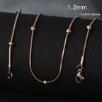 50cm New Fashion Stainless Steel Chain 1.2-3mm Silver Color Rose Gold Necklace Jewelry Vacuum Plating Accessories Chokers Collar