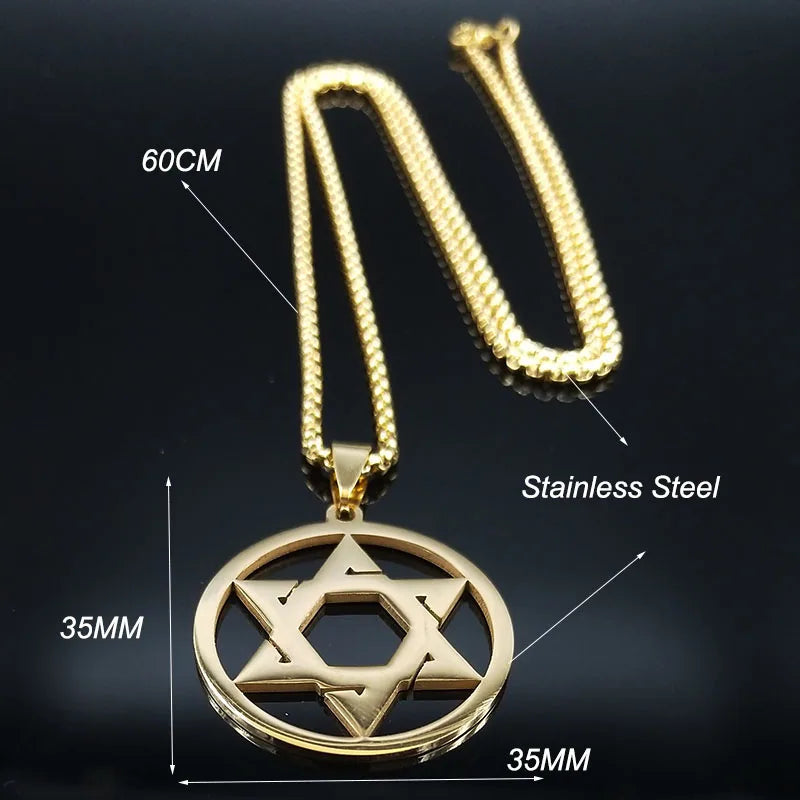 Pentagram Pendant Necklace — Gold Stainless Steel